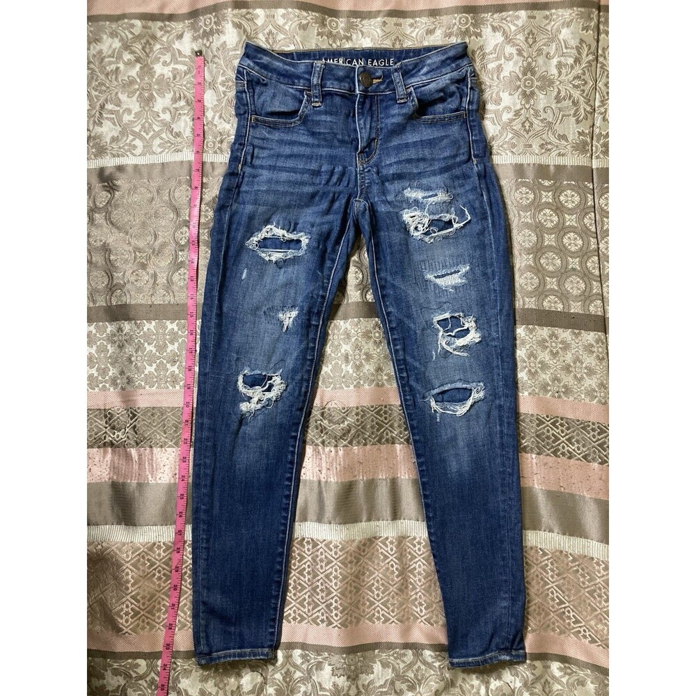 American Eagle Super Super Stretch Distressed Jegging- Size 2 Short